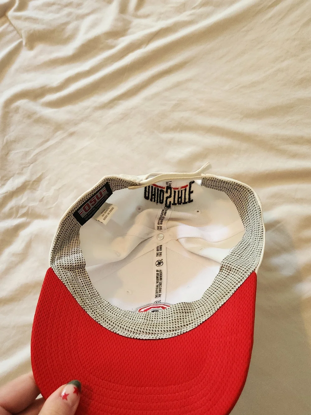 Ohio State White and Red Baseball Cap